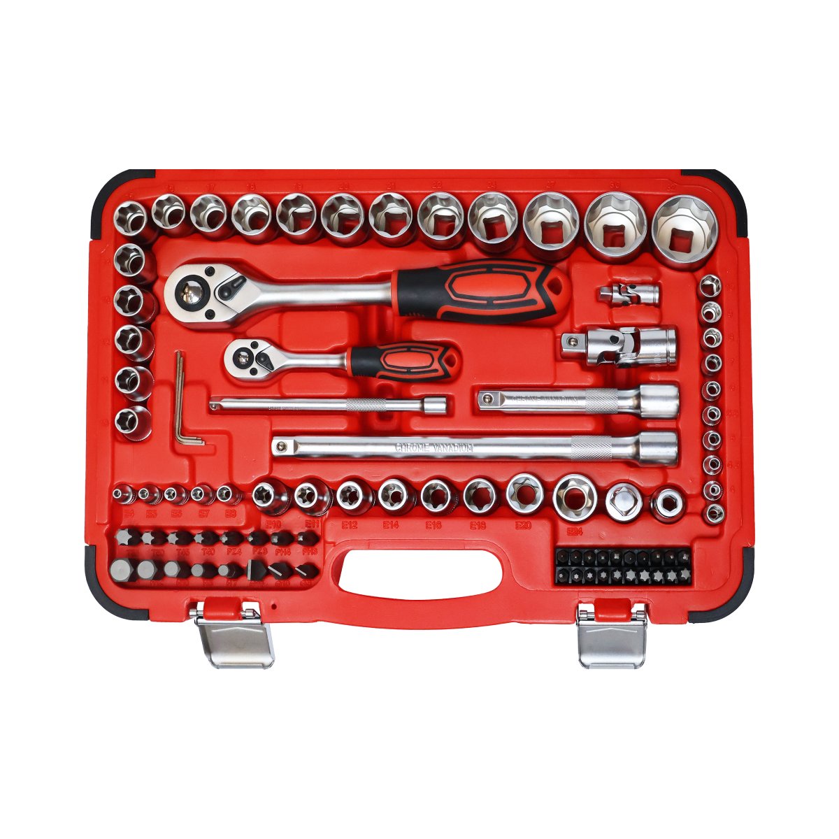 1/4"+1/2" DR. Socket Wrench Set, 100 Pcs