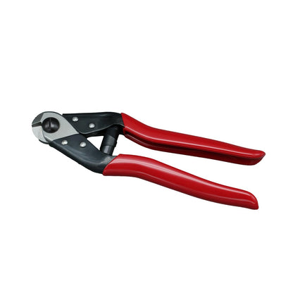 HTI wire cutter Handles are spring-loaded, featuring comfortable grips and a safety lock for secure operation.